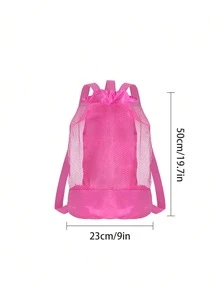 1个/2个格子背包，带肩带，可作沙滩包、洗漱包、抽绳口袋、旅行洗漱包、家居收纳袋、玩具整理袋、游泳包 - 均碼 - 查看 3