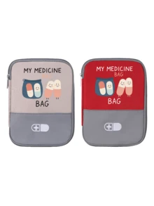 Portable "My Medicine Bag" Pill Pattern Medical Pouch, Compact First Aid Kit, Convenient Medical Storage Bag For Travel & Home Use, Small Medicine Bag, Emergency Pack, Multiple Colors Available, Essential Medical Accessory For Health-Conscious People, Daily Health Management Organizer - Multicolor - View 22