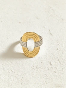 6枚18K镀金不锈钢可调节开口戒指，ins风，女士首饰，波西米亚风，金戒指，精致礼物，优雅戒指 - 彩色 - 查看 5