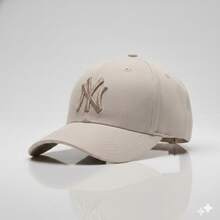 Men's And Women's Minimalist Curved Brim Sport Baseball Cap, Street Style, Cotton, Embroidered - Màu be với màu be - Xem 1