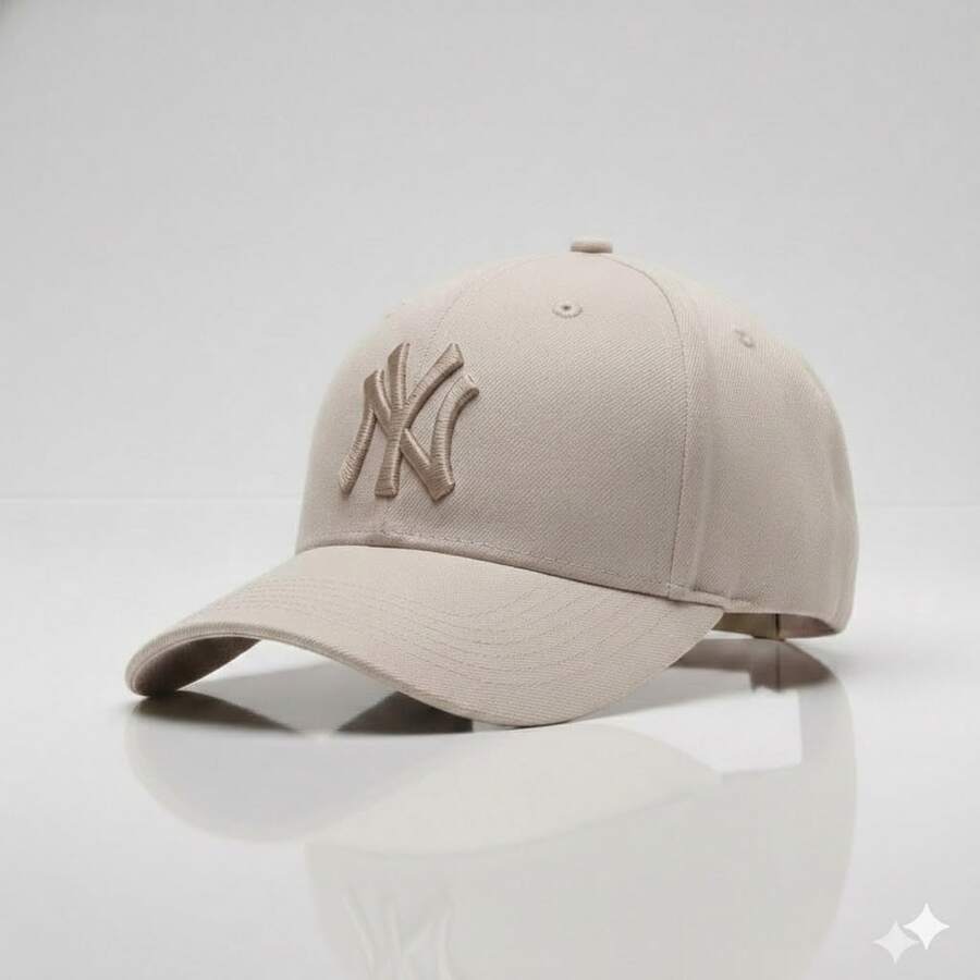 Men's And Women's Minimalist Curved Brim Sport Baseball Cap, Street Style, Cotton, Embroidered - Màu be với màu be - Xem 1