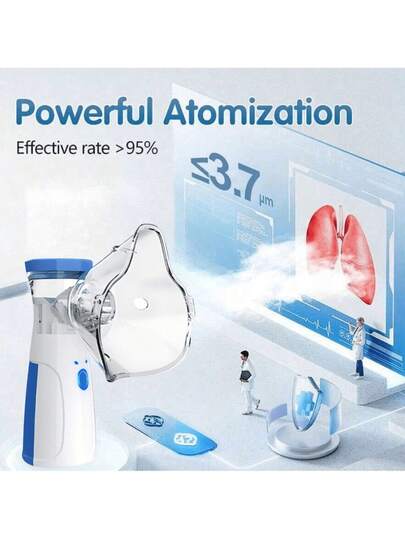 Nebulizer, Portable Nebulizer, Adult & Child Nebulizer, For Respiratory Issues, Nebulizer Mask And Adjustable Nebulization Rate Mesh Nebulizer, Facial Humidification (Battery Not Included)