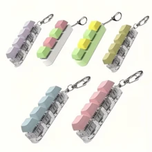1pc Keyboard Key Design Stress Relief Keychain, Adult Fidget Toy, Creative Small Pendant, Stress Relief Toy, Helps Relieve Stress And Focus, Relaxing - Multicolor - View 3