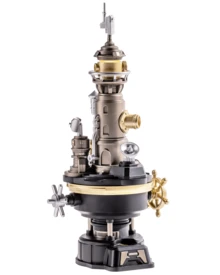 Robotime Steam Lighthouse 3D Puzzle Model Kit CGM01 – Mechanical DIY Building Set With Motorized Rotation & LED Lighting, PVC Engineering Model For Collectors & Hobbyists - Black - View 3