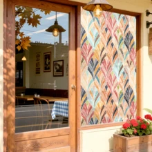 1 Roll Colorful Fan-Shaped Frosted Glass Film - UV Blocking, Removable, Suitable For Cafe/Glass Doors, Bathroom Decor, Reusable Static Cling Glass Film, Privacy Protection, Sunshade, Retains Natural Lighting - 1PC-tBL260102 - View 11