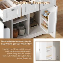 132cm Mobile Kitchen Table, Rustic Style, Folding Countertop, Multi-Functional Cabinet, Drawer, Garnish Rack, Towel Rail, 5 Wheels, Integrated Power Outlet, For Kitchen/Dining Room/Home - B - View 8