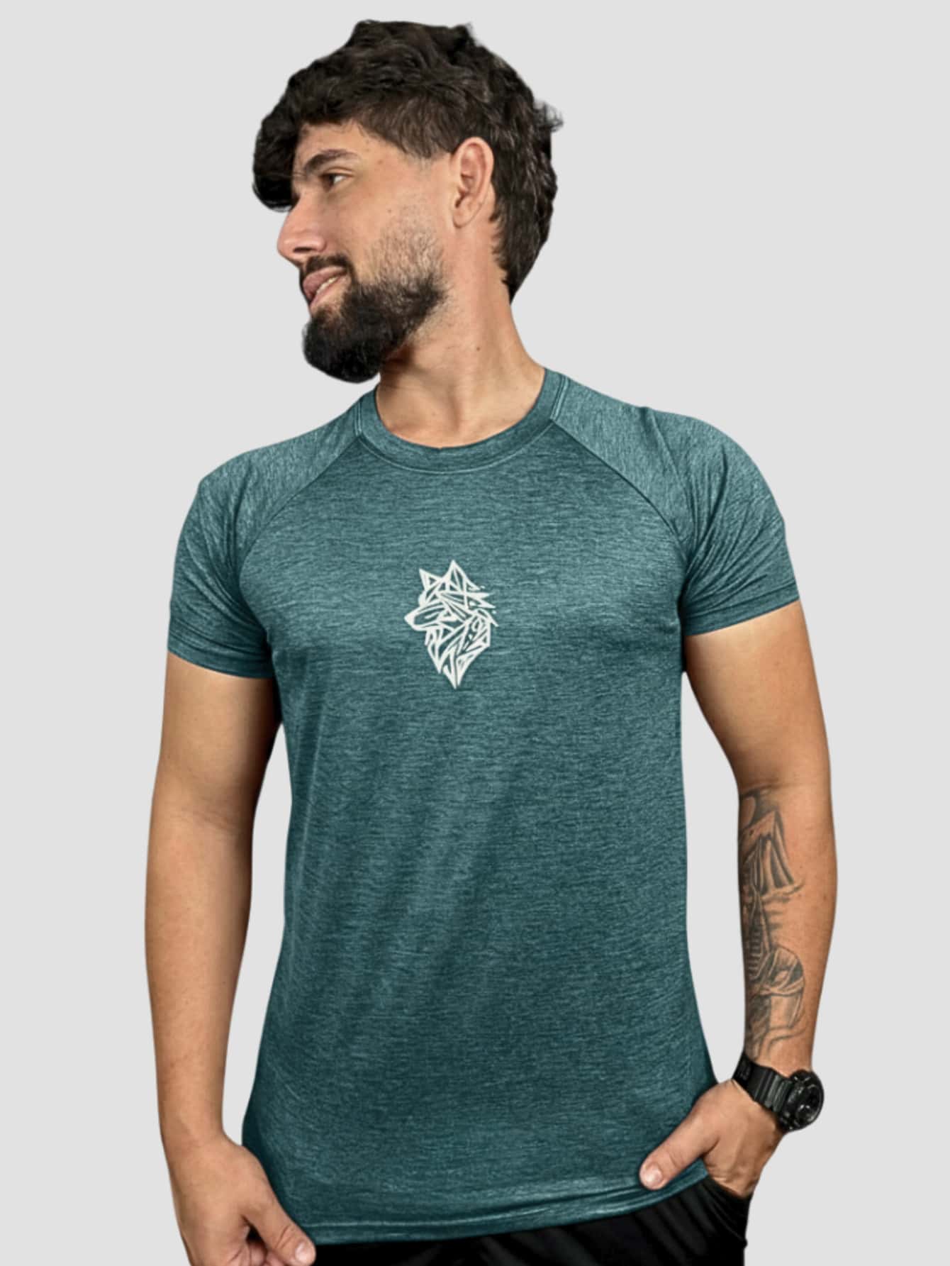 Wolf Men's Dry Fit Gym T-Shirt - 阿根廷組合 - 查看 1