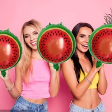 3pcs Large Watermelon Fruit Balloons, Theme Party Birthday Decorations - Round Watermelon Balloon - View 6