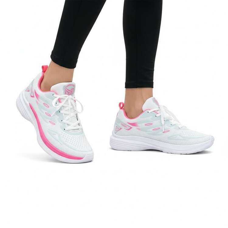 Lightweight, Soft Athletic Shoes | Breathable | Comfortable Cushioning | Thick, Non-Slip Sole | Walking/Running | Men's - 白色/粉紅色 - 查看 5
