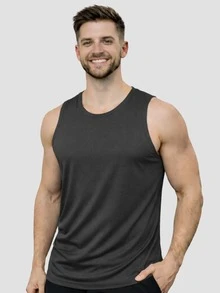 Men's Dry Fit Tank Top - 純灰色 - 查看 1