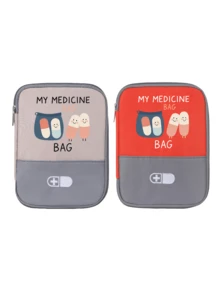 Portable "My Medicine Bag" Pill Pattern Medical Pouch, Compact First Aid Kit, Convenient Medical Storage Bag For Travel & Home Use, Small Medicine Bag, Emergency Pack, Multiple Colors Available, Essential Medical Accessory For Health-Conscious People, Daily Health Management Organizer - Multicolor - View 19
