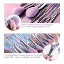 10pcs Laser Holographic Makeup Brush Set, Cloud-Like Soft Texture + 14pcs Water Expanding Makeup Sponge Set (Mini Makeup Sponge, Triangle Makeup Sponge), Eyeshadow Brush, Foundation Brush, Blush Brush - Multicolor - View 2