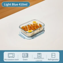 3件套 410毫升/700毫升/1040毫升玻璃食品储物盒，带防漏锁盖的便当盒，适用于微波炉/烤箱/冰箱/洗碗机 - 彩色 - 查看 8