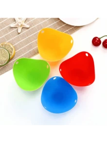 4件套硅胶煮蛋器，厨房烹饪工具，煎蛋锅，蛋托，蛋杯，空气炸锅鸡蛋模具，切蛋器，蛋托套装，厨房烘焙配件 - 彩色 - 查看 3