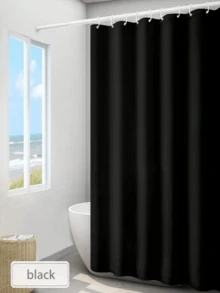 黑色纯色浴帘家居浴室装饰秋季装饰浴室配件返校季 - 黑色 - 查看 21