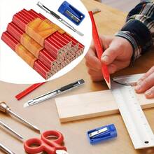 60pcs Wooden Writing Pencils Have Convenient And Fast They Come In Red Octagonal Retro Color With A Pencil Sharpener, Suitable For Drawing, Marking, And Writing - 60PCS - View 1