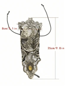 1Pc Golden Rhinestone Black Gothic Glove Steampunk Lace Cuff Fingerless Glove Arm Warmer Bracelet - Gold - View 4