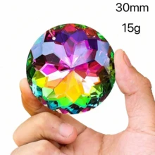 1 件 30 毫米圆形水晶捕光棱镜吊坠捕光彩虹装饰适用于窗户、花园（无绳） - 彩色圓形 - 查看 6