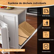 Kitchen Island Table, Kitchen Cart With Electrical Outlet, Cabinet, Dining Cart With Worktop, Sideboard Cabinet, Food Cart, Buffet Cabinet, White - White - View 9