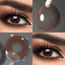 Lalens Queen棕色美瞳 | 2片/套，赠送美瞳盒 | 蓝/绿/棕色调 | 放大双眼，缩小瞳孔设计 | 万圣节配饰 | 适合变装者、女性和女孩的时尚妆容 | 适合秋冬季节，Y2K风格 | 生日、圣诞节和新年派对必备（绝佳礼物） - 女王布朗 - 查看 1