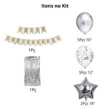 Metallic Happy Birthday Decoration Kit With Curtain And Balloons | Silver - View 3
