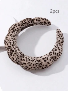 豹纹发带，化妆发带，女士面部护理发夹，SPA礼品，派对，日常外出，便携轻巧，发带 - 多色 - 查看 6