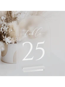 5" X 7" Acrylic Arched Table Number Plates With Acrylic Stands, Suitable For Wedding, Birthday Party And Other Occasions - View 4