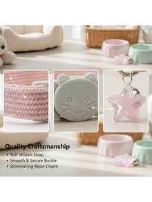 PETSIN 1 chiếc vòng cổ mèo có khóa an toàn có thể tháo rời có thể điều chỉnh được với mặt dây chuyền hình ngôi sao, thích hợp cho mèo nhỏ/vừa/lớn, quà tặng cho thú cưng - Nhiều màu - Xem 6