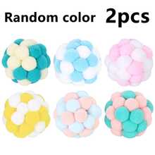 2/4个带铃铛的猫玩具球，毛绒球，适合室内幼猫玩耍、追逐、啃咬、抓挠和训练 - 彩色 - 查看 9