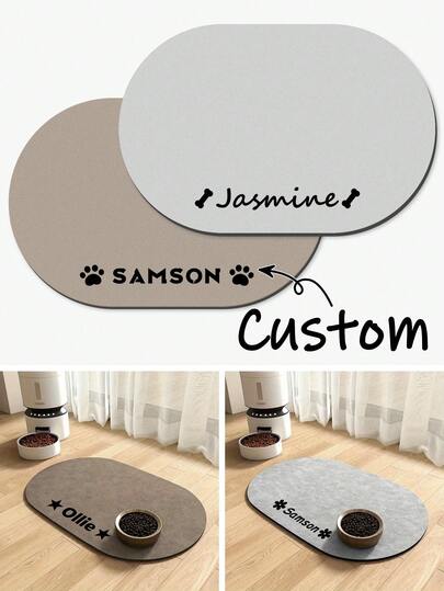 Customized Absorbent Dog Food Mat, Dog Feeding Mat, Personalized Dog Food Mat With Pet Name, Personalized Dog Bed Mat, Can Be Customized According To Your Dog's Name, Very Suitable For Protecting The Floor And Keeping The Feeding Area Clean