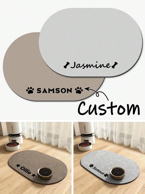 Customized Absorbent Dog Food Mat, Pet Food Mat, Feeding Mat, Personalized Dog Food Mat With Pet Name, Personalized Dog Placemat, Can Be Customized According To Your Dog's Name, Ideal For Protecting Floors And Keeping Feeding Area Clean