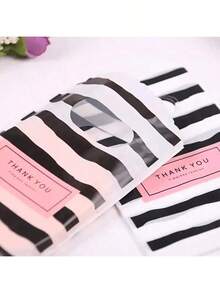 50/100pcs Thank You Black And White Striped Gift Bags Mini Cute Black And White Striped Gift Bags For Holiday Party Gift Wrap Mother's Day Gifts ,Teacher Gifts Packaging - View 3