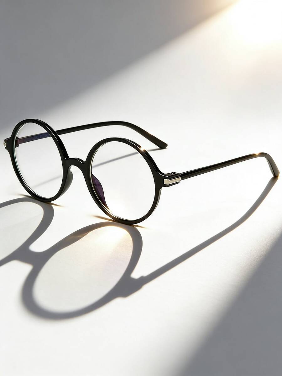 Kính gọng tròn màu đen cổ điển, không cần độ, kiểu dáng retro, phù hợp cho cả nam và nữ, thích hợp cho dạo phố, thường ngày, dự tiệc và mọi dịp. - màu đen - Xem 1