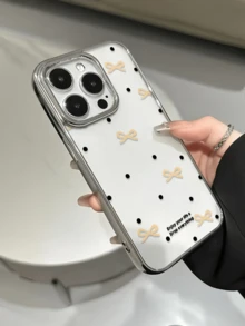 1个电镀透明波点蝴蝶结简约TPU防震手机壳，适用于苹果17、16、15、14、13、12、11 Pro Max、Air - 彩色 - 查看 4