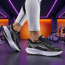 Women's Lightweight Sneakers For Everyday Walking, Modern Design, Comfortable - 黑色 - 查看 1