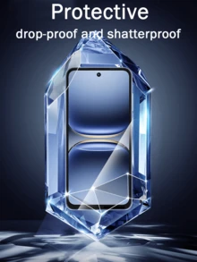 防震钢化玻璃手机屏幕保护膜 5 片装，兼容多种型号，高清钢化玻璃膜，9H 硬度，兼容手机壳，易于安装，防刮花，无气泡，全覆盖，春季礼物 - 無色 - 查看 2