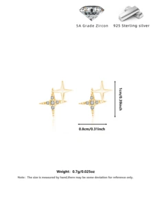 Luxury Sparkling Star Rhinestone Silver Earrings, Minimalist Fashionable Design, Women's Daily, Party, Travel Jewelry - Multicolor - View 11