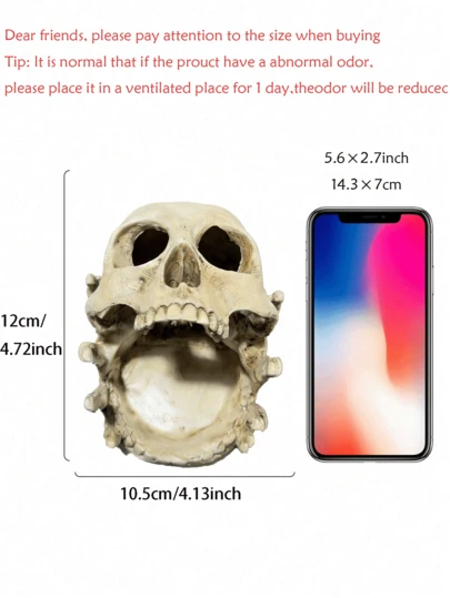 哥特骷髅头首饰展示架 - 树脂多功能收纳架，带戒指、耳环、项链收纳盒 - 暗黑美学家居装饰，女士首饰收纳架，旅行必备，宿舍收纳