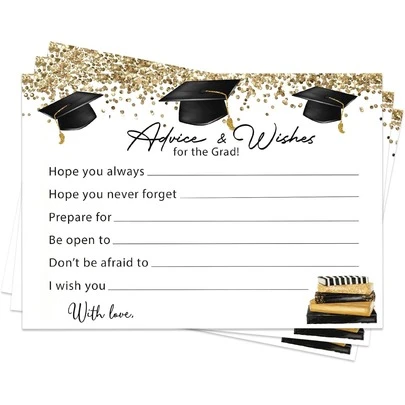 2026 Graduation Decoration - Double-Sided Gold Glitter Graduation Greeting Card - Congratulations To The 2026 High School, College Graduates, Graduation Party Decor & Gift