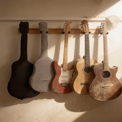 Guitar Dust Cover, High-Quality Elastic Yarn, Reusable, Washable, Portable Dustproof Instrument Dust Bag, Durable And Suitable For Bass And Acoustic Guitar Accessories, Black And Grey.