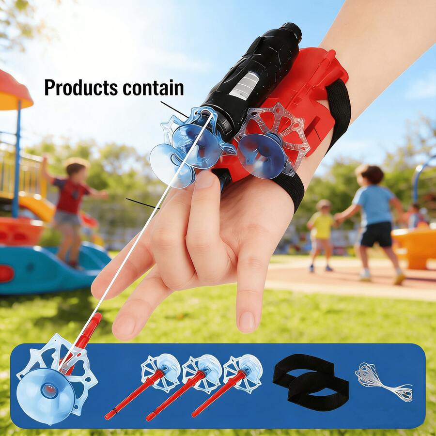 1pc New Long Range Spider Launcher - Suction Cup Launcher Game - Fashionable Spider Mask - Parent-Child Interactive Game - Birthday Gift - Spider Silk Launcher [Without Gloves] - View 1