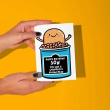 1 Thiệp chúc mừng sinh nhật ngộ nghĩnh "Người Hạt Đậu Tuyệt Vời" kèm phong bì đỏ, hình minh họa hạt đậu nướng, thiệp sinh nhật hoàn hảo dành cho con trai và gia đình. - 18*13cm - Xem 4