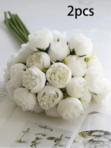 Luxury French Style Faux Peony Bouquet, High Density Silk Cloth Fake Flowers, Living Room Dining Table Foyer TV Cabinet Decor, Wedding Bridal Bouquet, New Year Housewarming Soft Furnishing, Maintenance-Free Everlasting Flowers, Bendable Stem Design, Modern Minimalist Home Decor, Tabletop Floral Arrangement, Wedding Proposal Decoration, Holiday Atmosphere Creator - Multicolor - View 12
