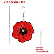 Red Poppy 2D Acrylic Earrings – Bold Floral Dangle Earrings For Women, Girls & Flower Enthusiasts, Perfect For Memorial Day & Everyday Wear - Multicolor - View 4