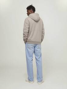 Voidago Sudadera con capucha con cremallera para hombres con estampado de letras y números, bolsillo grande, chaqueta deportiva casual para primavera y otoño, chaqueta de sudadera de alta calidad - Caqui - Ver 2
