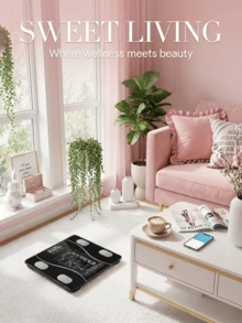 SOKANY Intelligent Electronic Bathroom Scale, Battery Powered, Wireless Design, No Charging Required, Body Fat Monitoring Function, Unisex Home Use - Black - View 4