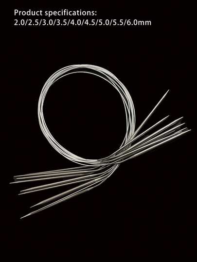 [80cm Length Circular Knitting Needles] 9 Sizes Of Stainless Steel Round Knitting Needles, 2.0-6.0mm, Crochet Hooks For Yarn Crafts And DIY Projects