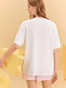 Disney Mickey And Minnie Interactive Print T-Shirt | Cute And Playful Design With Minnie'S Bow And Mickey'S Classic Image, Crew Neck, Regular Fit, Slight Stretch Fabric, Ideal For Casual Wear And Holiday Travel - Women's White - View 3
