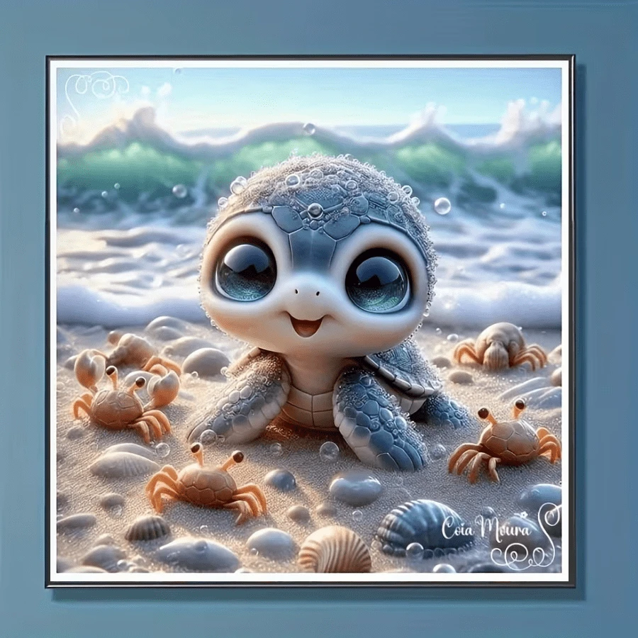 Bộ tranh đính đá hình rùa biển hoạt hình mới, tranh khảm đá pha lê 5D tròn, thích hợp làm quà tặng thủ công, trang trí phòng khách, phòng ngủ, lễ Eid Al-Adha, các dịp lễ lớn, Ngày của Cha, Ngày của Mẹ, đám cưới, Ngày Quốc tế Lao động, Lễ Phục sinh, Giáng sinh, Ngày Valentine, không khung.