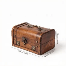1pc Vintage Wooden Multi-Function Jewelry Box - Antique Style Jewelry & Accessories Storage Box With Lock, Can Store Rings, Earrings, Necklaces, Watches | Home Desktop, Travel, Gift Use (Vintage Design) - View 8